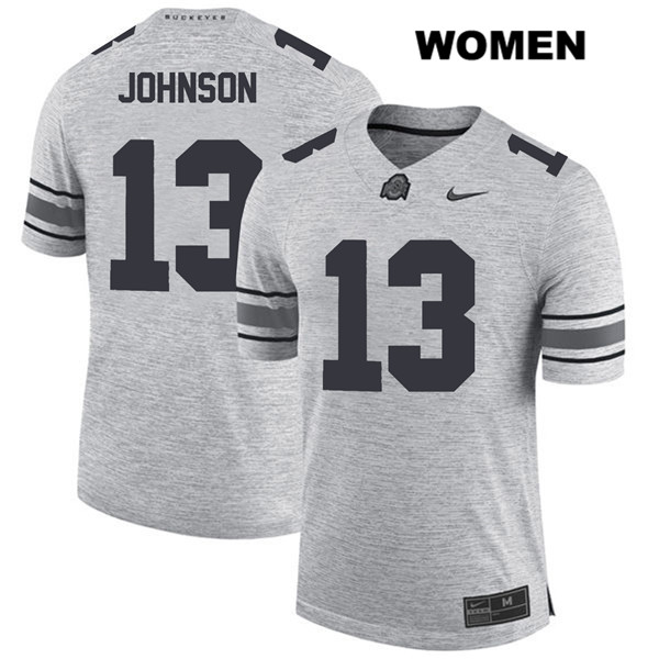 Ohio State Buckeyes Women's Tyreke Johnson #13 Gray Authentic Nike College NCAA Stitched Football Jersey UO19C61OM